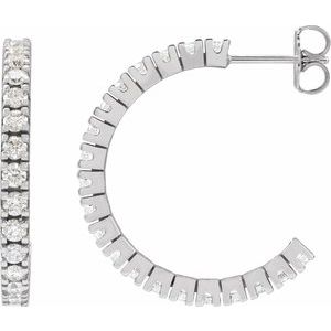 14K White Gold 1 5/8 CTW Natural Diamond 24.7 mm Hoop Earrings