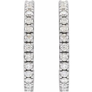 14K White Gold 2 CTW Natural Diamond 27.7 mm Hoop Earrings – image 2