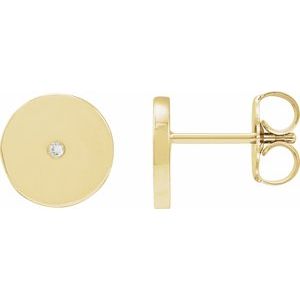 14K Yellow Gold .0025 CT Natural Diamond New Moon Phase Earring