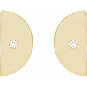 14K Yellow Gold .0025 CT Natural Diamond Quarter Moon Phase Earring – image 3