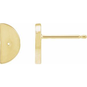 14K Yellow Gold 1 mm Round Quarter Moon Phase Earring Mounting
