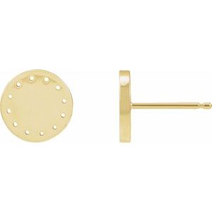 14K Yellow Gold 1 mm Round Full Moon Phase Earring Mounting