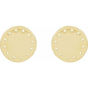 14K Yellow Gold 1 mm Round Full Moon Phase Earring Mounting – image 3