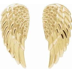 14K Yellow Gold Accented Right Angel Wing Earring – image 2