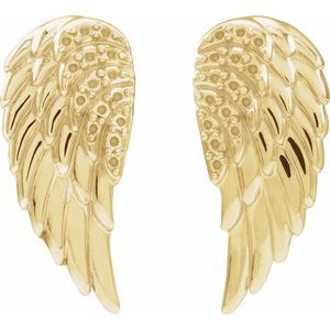 14K Yellow Gold Accented Left Angel Wing Earring – image 2