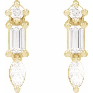 14K Yellow Gold 1/6 CTW Natural Diamond Bar Earrings – image 2