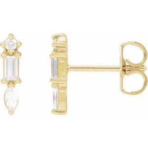 14K Yellow Gold 1/6 CTW Natural Diamond Bar Earrings