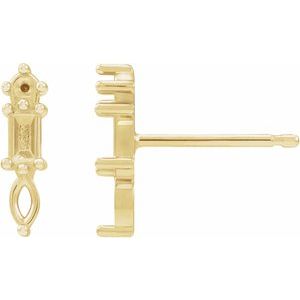 14K Yellow Gold Accented Bar Earring Mounting
