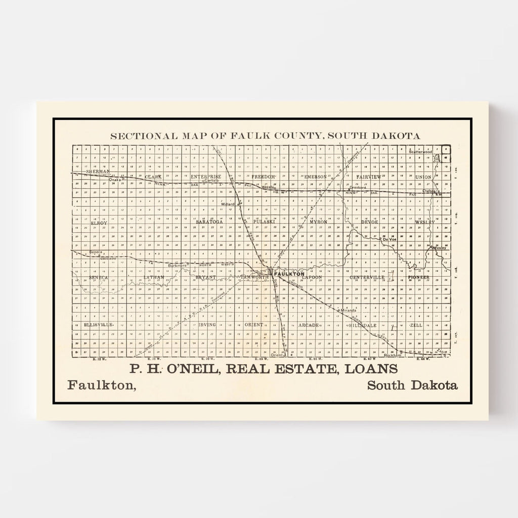Vintage Map of Faulk County, South Dakota 1901