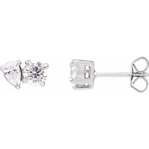 14K White Gold 1 1/6 CTW Lab-Grown Diamond Two-Stone Stud Earrings