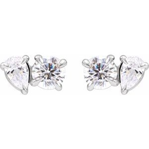 14K White Gold 1 1/6 CTW Lab-Grown Diamond Two-Stone Stud Earrings – image 2