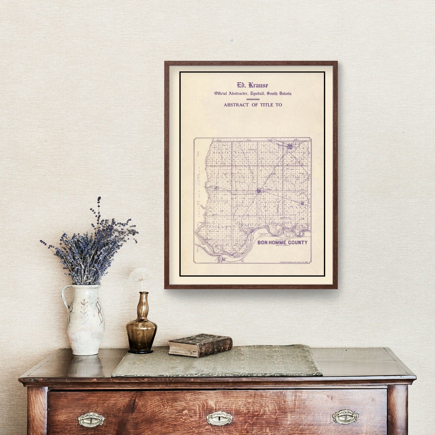 Vintage Map of Bon Homme County, South Dakota 1906