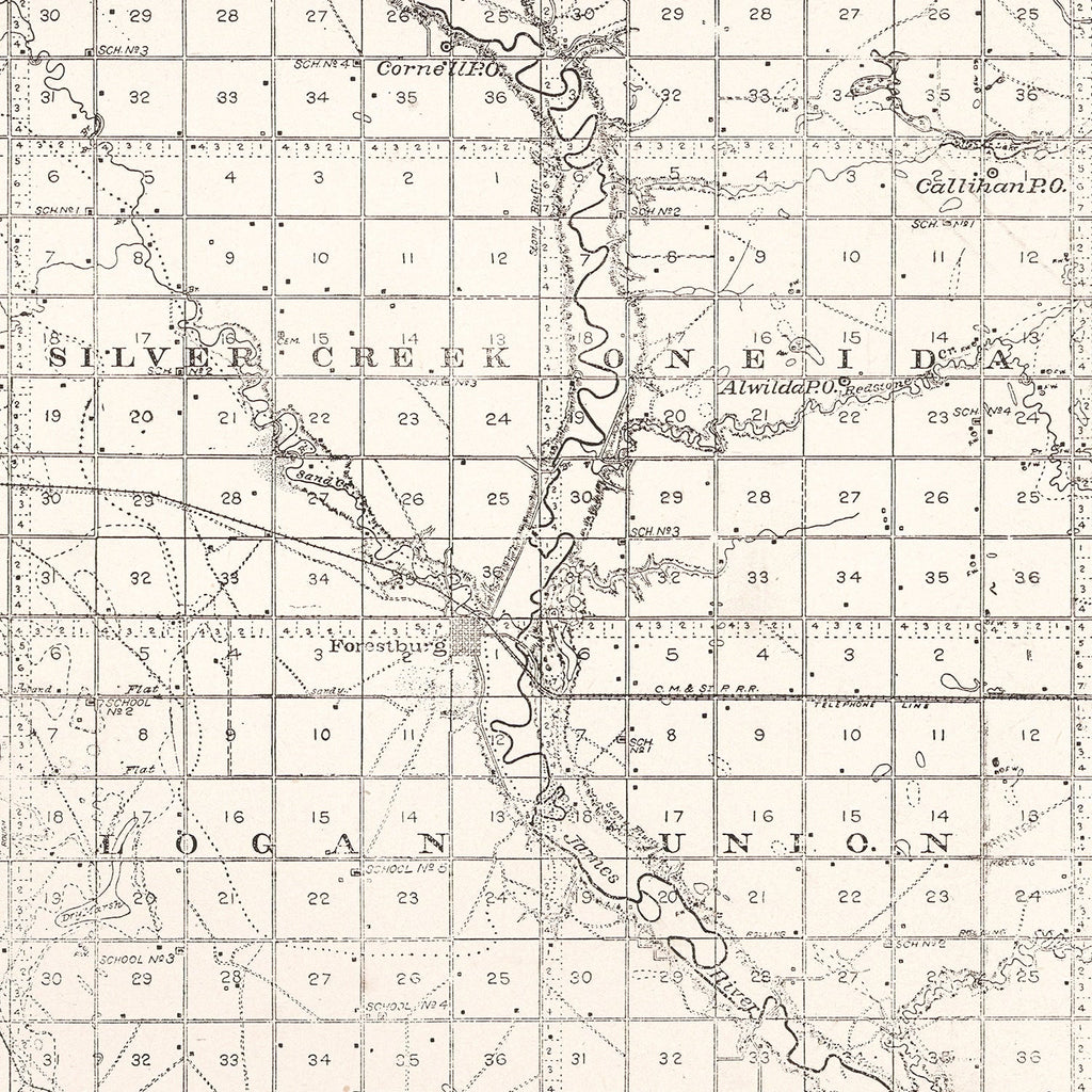 Vintage Map of Sanborn County, South Dakota 1900
