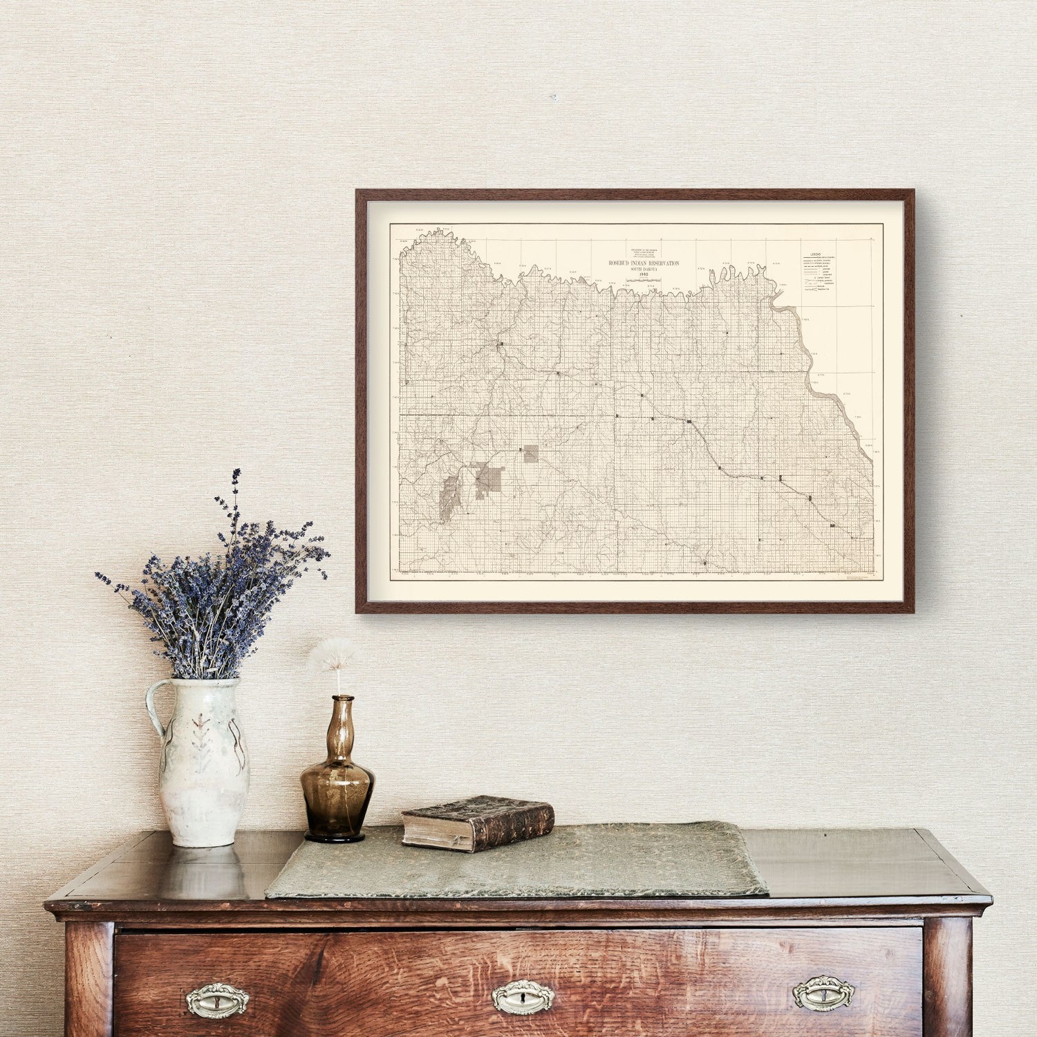 Vintage Rosebud Indian Reservation Map 1940
