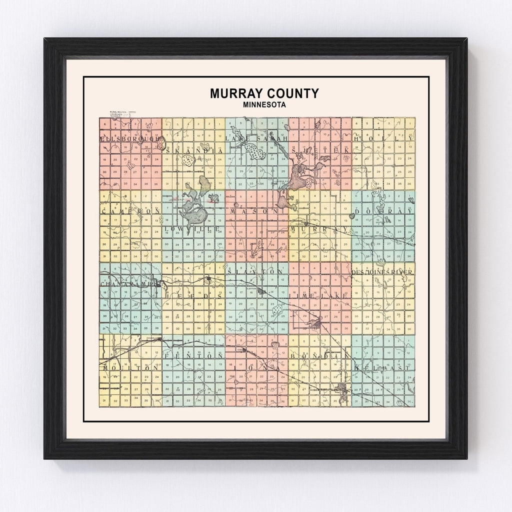 Vintage Map of Murray County, Minnesota 1907