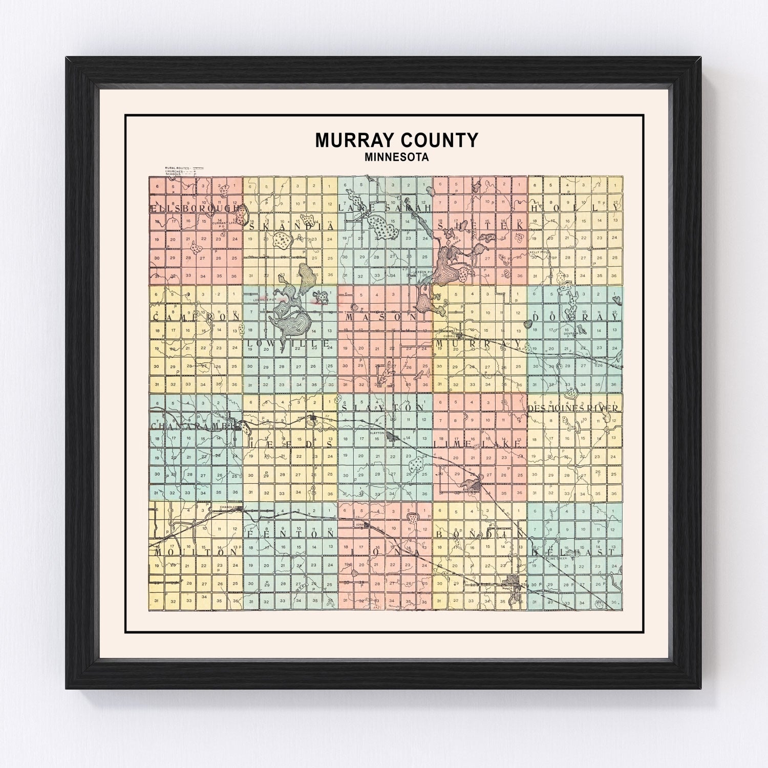 Vintage Map of Murray County, Minnesota 1907