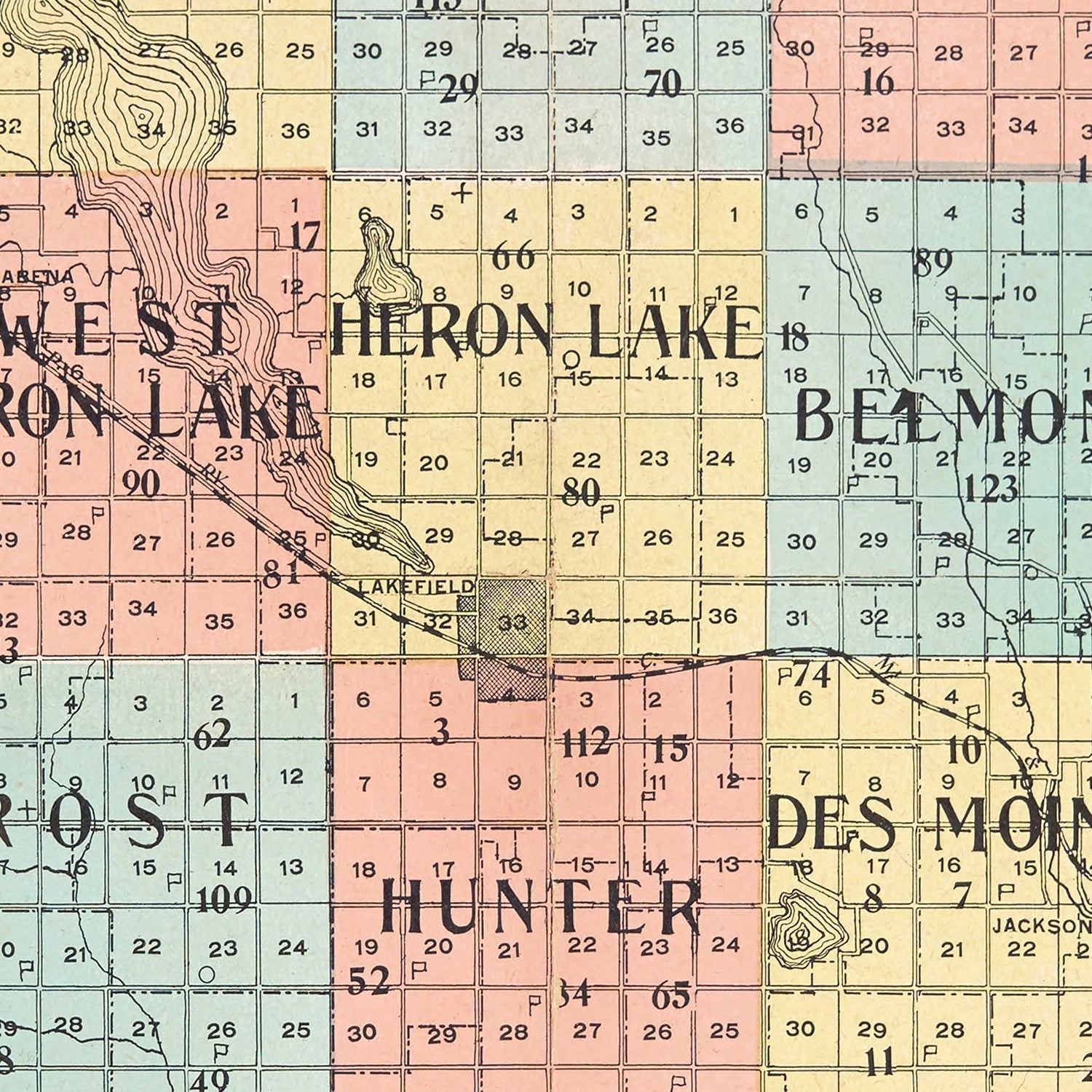 Vintage Map of Jackson County, Minnesota 1907