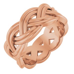 18K Rose 8 mm Woven-Design Band Size 7