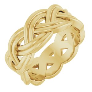 14K Yellow 8 mm Woven-Design Band Size 7