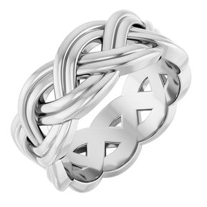 Platinum 8 mm Woven-Design Band Size 7