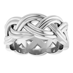 10K White 8 mm Woven-Design Band Size 7