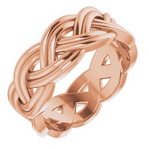 18K Rose 8 mm Woven-Design Band Size 9