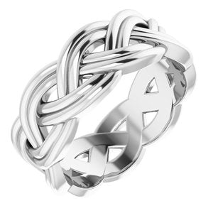 14K X1 White 8 mm Woven-Design Band Size 9