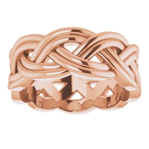 10K Rose 8 mm Woven-Design Band Size 7.5
