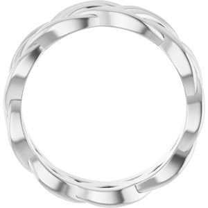 Platinum 8 mm Woven-Design Band Size 7