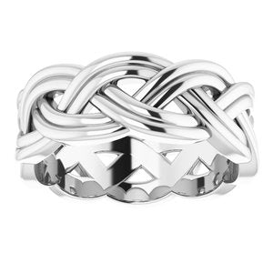 14K X1 White 8 mm Woven-Design Band Size 9