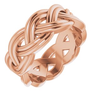 14K Rose 8 mm Woven-Design Band Size 7.5
