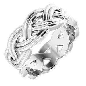 Sterling Silver 8 mm Woven-Design Band Size 7.5