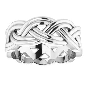 10K White 8 mm Woven-Design Band Size 8.5