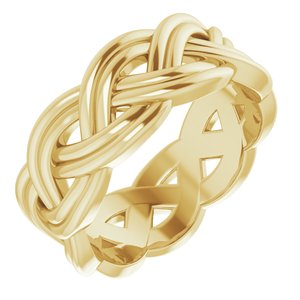 18K Yellow 8 mm Woven-Design Band Size 8.5
