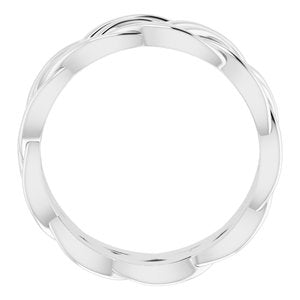 18K White 8 mm Woven-Design Band Size 8.5