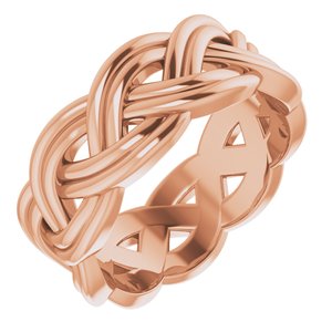 18K Rose 8 mm Woven-Design Band Size 8