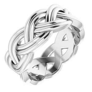 Sterling Silver 8 mm Woven-Design Band Size 8