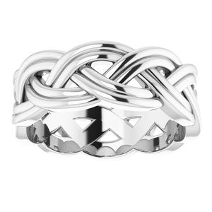 14K White 8 mm Woven-Design Band Size 9.5