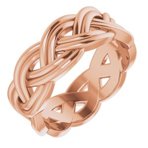 14K Rose 8 mm Woven-Design Band Size 9.5
