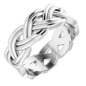 10K White 8 mm Woven-Design Band Size 9.5