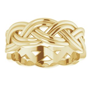 14K Yellow 8 mm Woven-Design Band Size 10.5