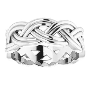 Sterling Silver 8 mm Woven-Design Band Size 10.5