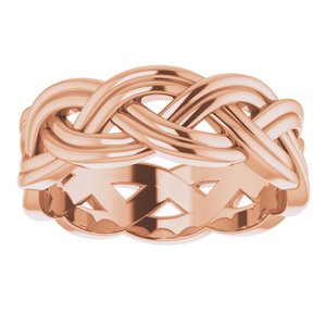 18K Rose 8 mm Woven-Design Band Size 11.5