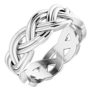 14K White 8 mm Woven-Design Band Size 11