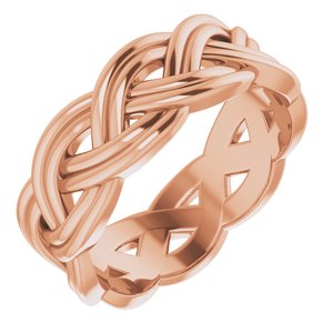 18K Rose 8 mm Woven-Design Band Size 11