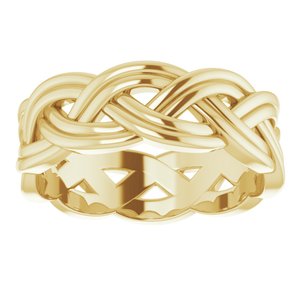 14K Yellow 8 mm Woven-Design Band Size 12