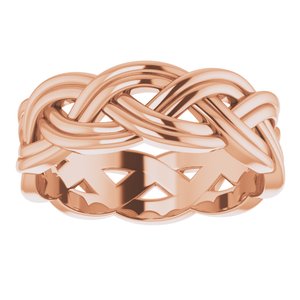 10K Rose 8 mm Woven-Design Band Size 12