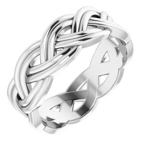 Sterling Silver 8 mm Woven-Design Band Size 12