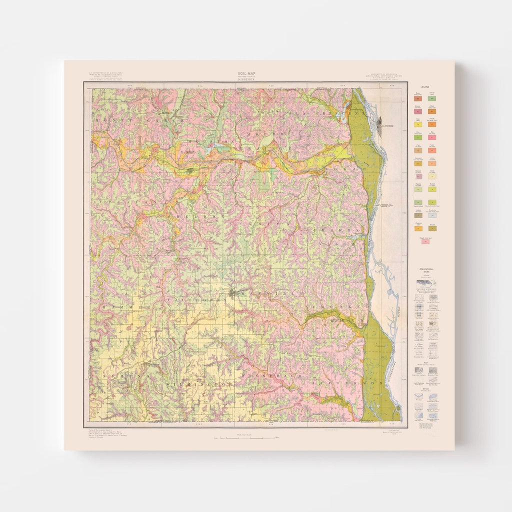 Vintage Map of Houston County, Minnesota 1929