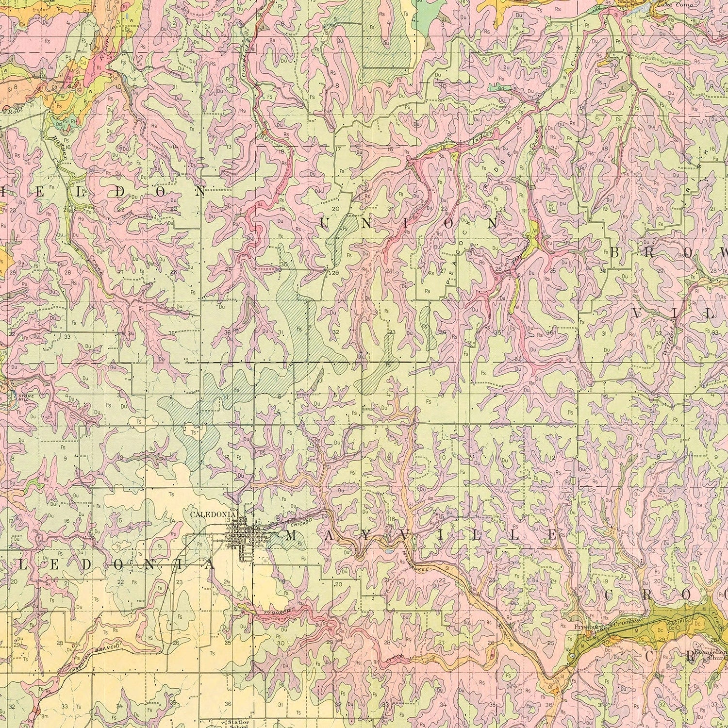 Vintage Map of Houston County, Minnesota 1929